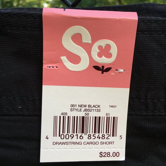 NWT 'So' Black Drawstring Cargo Shorts by Kohl's - Picture 3 of 4